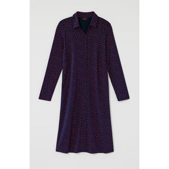 J. Jill Wearever Knit Shirt Dress Navy Blue Red Polka Dot Women's Size Plus 2X - Picture 11 of 11